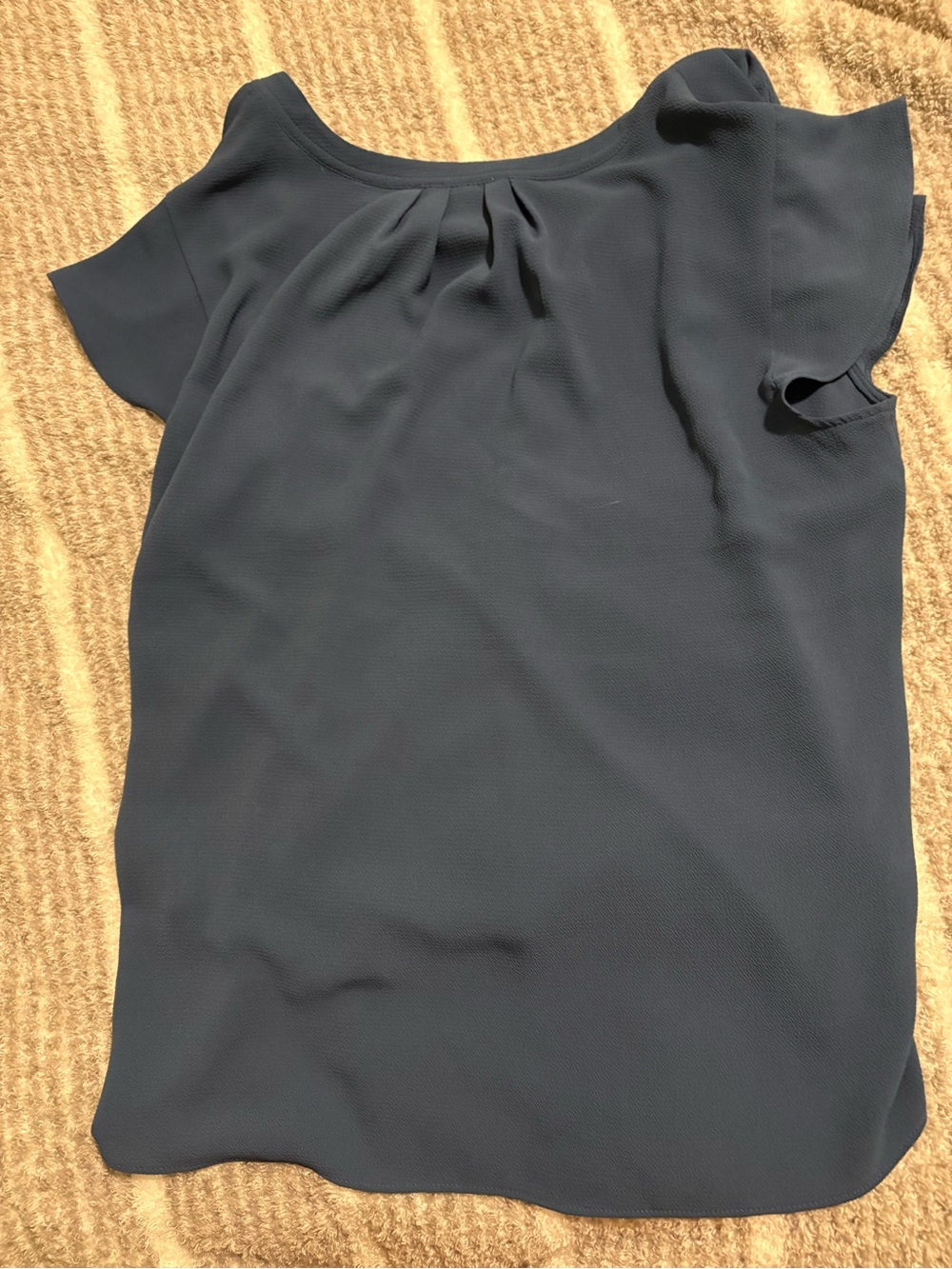 Calvin Klein- Women’s Blue Flutter Sleeve V-Neck Top - Picture 4 of 4